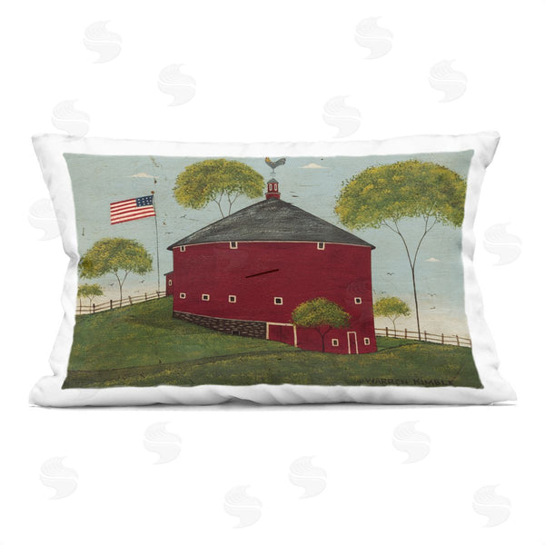 stupell industries Warren Kimble | Round Barn with USA Flag Printed Throw Pillow