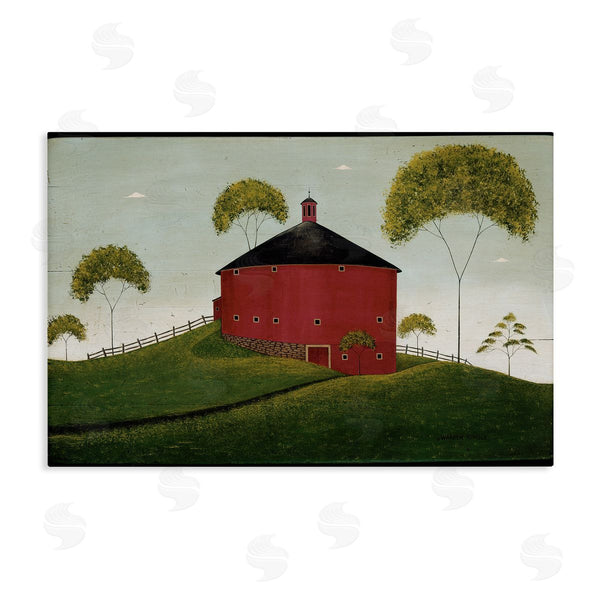stupell industries Warren Kimble | Round Red Barn in Pasture