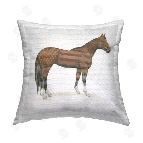 Stupell Industries Wellington Studio | American Flag Horse Printed Throw Pillow