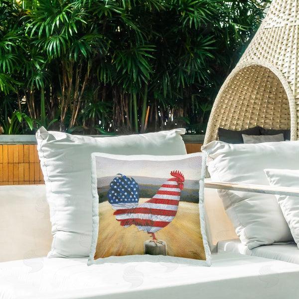 Stupell Industries Wellington Studio | American Flag Rooster Printed Throw Pillow