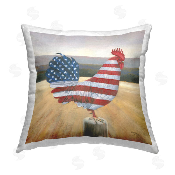 stupell industries Wellington Studio | American Flag Rooster Printed Throw Pillow