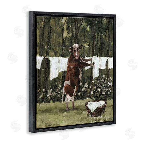 Stupell Industries White Ladder | Brown Cow Doing Laundry