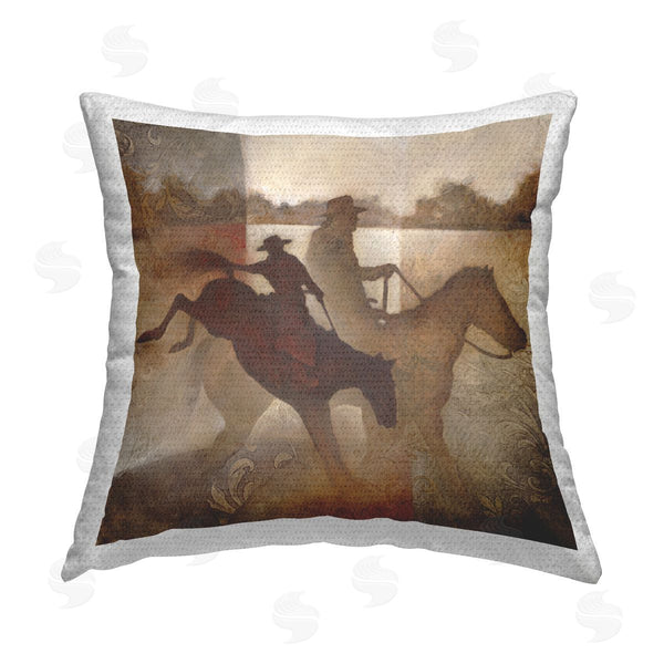 Stupell Industries White Ladder | Brown Cowboy Abstract Printed Throw Pillow