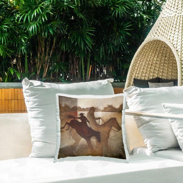 Stupell Industries White Ladder | Brown Cowboy Abstract Printed Throw Pillow