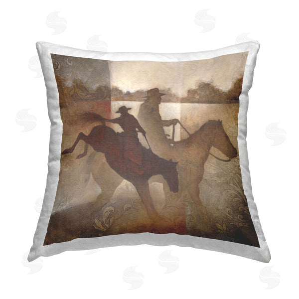 stupell industries White Ladder | Brown Cowboy Abstract Printed Throw Pillow