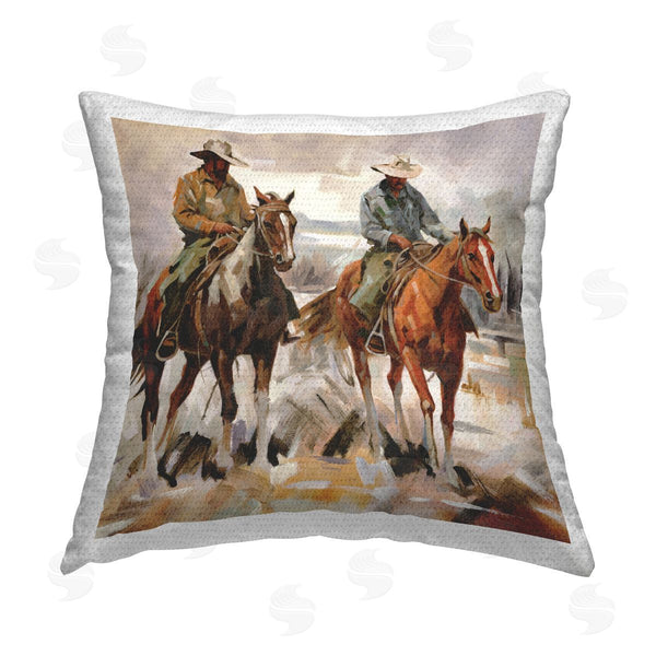 Stupell Industries White Ladder | Brush Stroke Cowboys Printed Throw Pillow