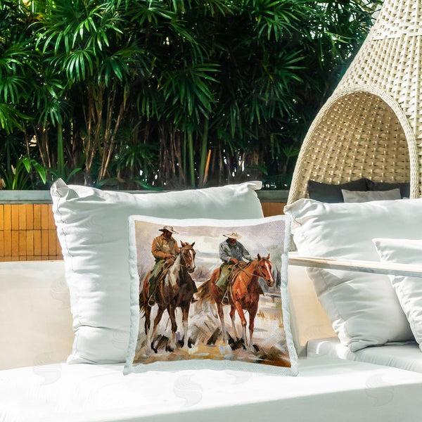 Stupell Industries White Ladder | Brush Stroke Cowboys Printed Throw Pillow