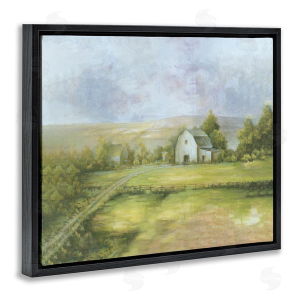 Stupell Industries White Ladder | Distant White Barn Vast Rural Farmland Fields Wall Art