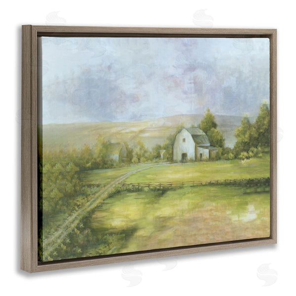 Stupell Industries White Ladder | Distant White Barn Vast Rural Farmland Fields Wall Art