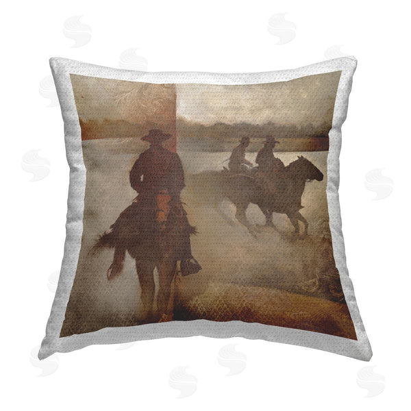 Stupell Industries White Ladder | Rustic Patterned Cowboys Printed Throw Pillow