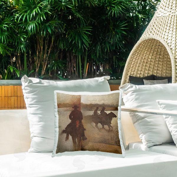 Stupell Industries White Ladder | Rustic Patterned Cowboys Printed Throw Pillow