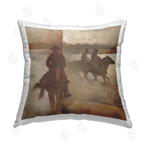 stupell industries White Ladder | Rustic Patterned Cowboys Printed Throw Pillow