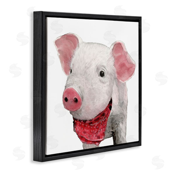 Stupell Industries White Ladder | Simple Country Farm Pig Wearing Red Bandana Wall Art