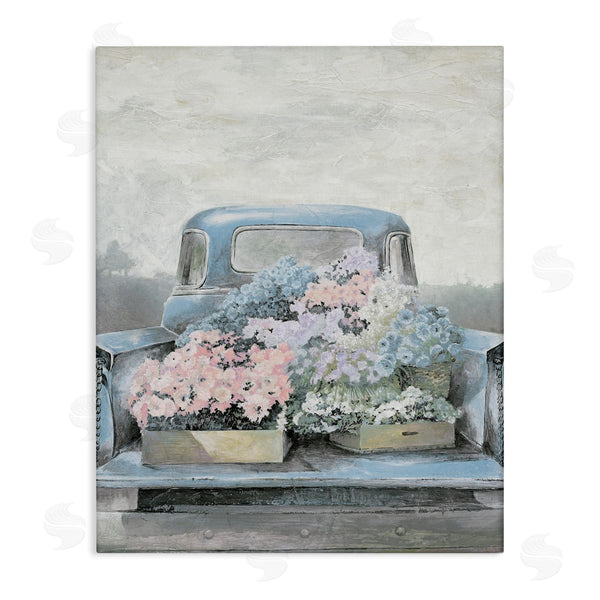 stupell industries White Ladder | Varied Floral Blossoms Vintage Countryside Pickup Truck Wall Art