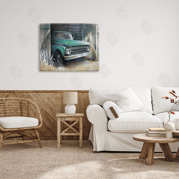 Stupell Industries White Ladder | Weathered Country Barn Vintage Green Pickup Truck Wall Art