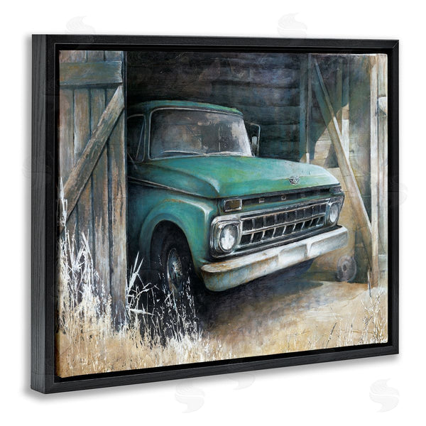 Stupell Industries White Ladder | Weathered Country Barn Vintage Green Pickup Truck Wall Art