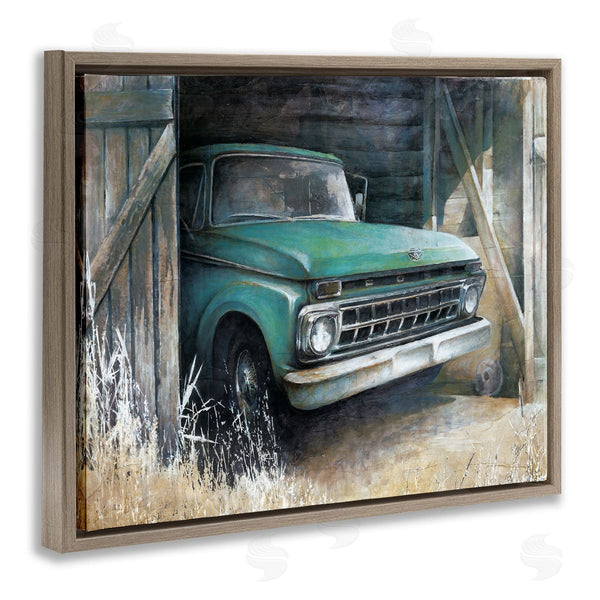Stupell Industries White Ladder | Weathered Country Barn Vintage Green Pickup Truck Wall Art