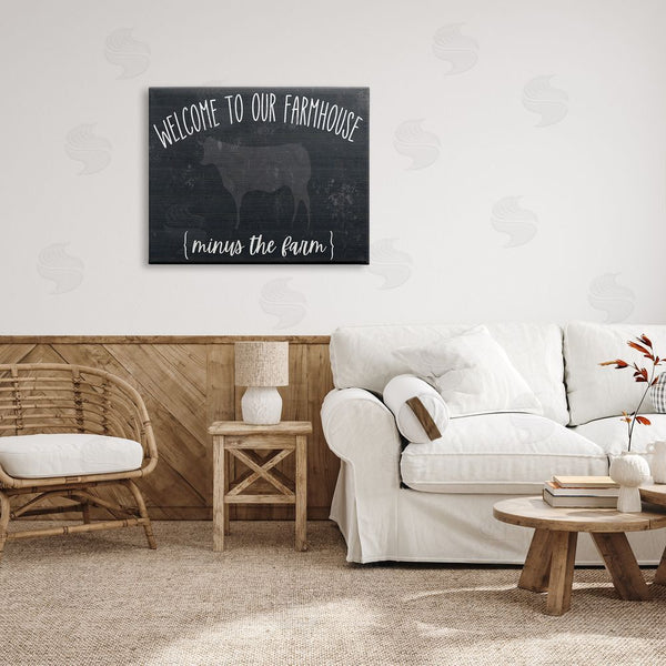 Stupell Industries White Ladder | Welcome To Farmhouse Playful Rustic Cow Motif Wall Art