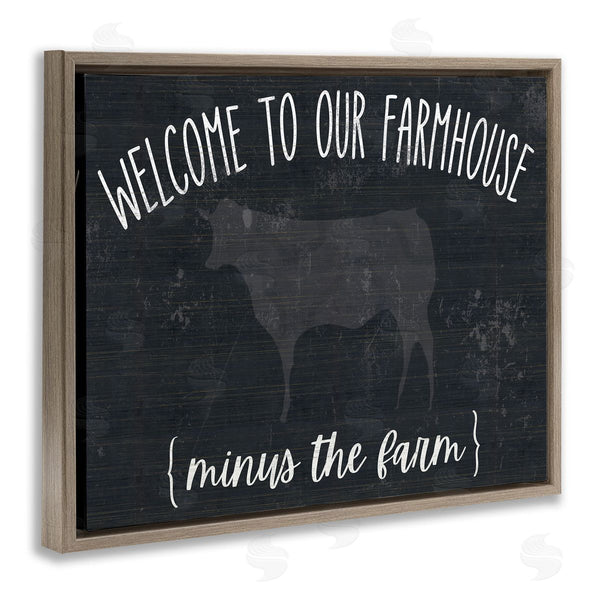 Stupell Industries White Ladder | Welcome To Farmhouse Playful Rustic Cow Motif Wall Art
