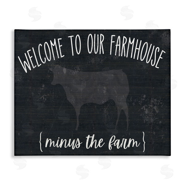 stupell industries White Ladder | Welcome To Farmhouse Playful Rustic Cow Motif Wall Art