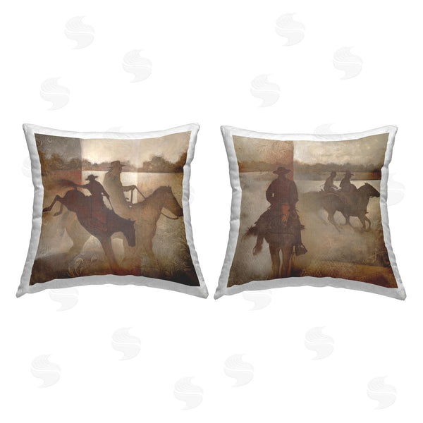 stupell industries White Ladder | Western Cowboys Pattern Printed Throw Pillow Set