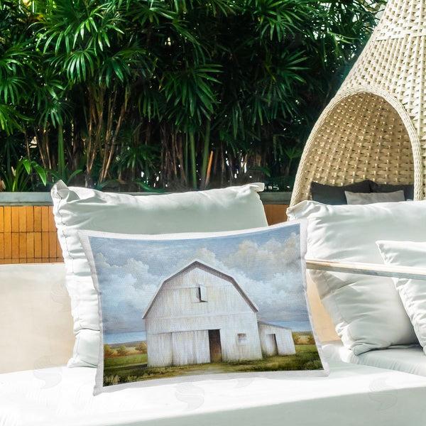 Stupell Industries White Ladder | White Barn With Clouds