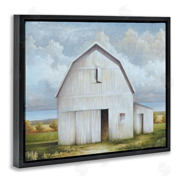 Stupell Industries White Ladder | White Barn With Clouds Wall Art