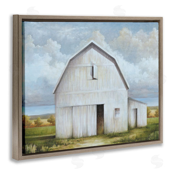 Stupell Industries White Ladder | White Barn With Clouds Wall Art