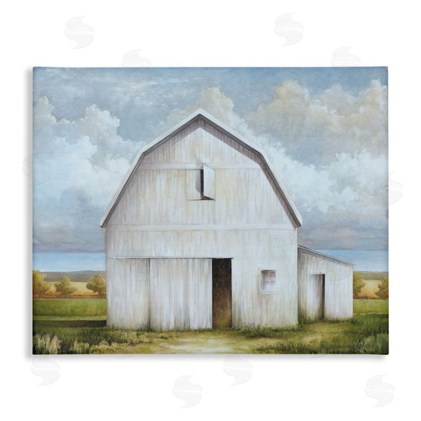 stupell industries White Ladder | White Barn with Clouds Wall Art