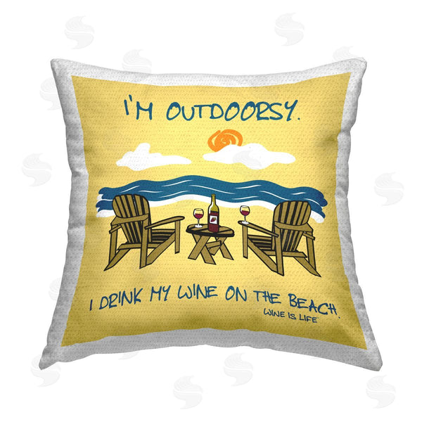 Stupell Industries WIL | Outdoorsy Wine On Beach Printed Throw Pillow