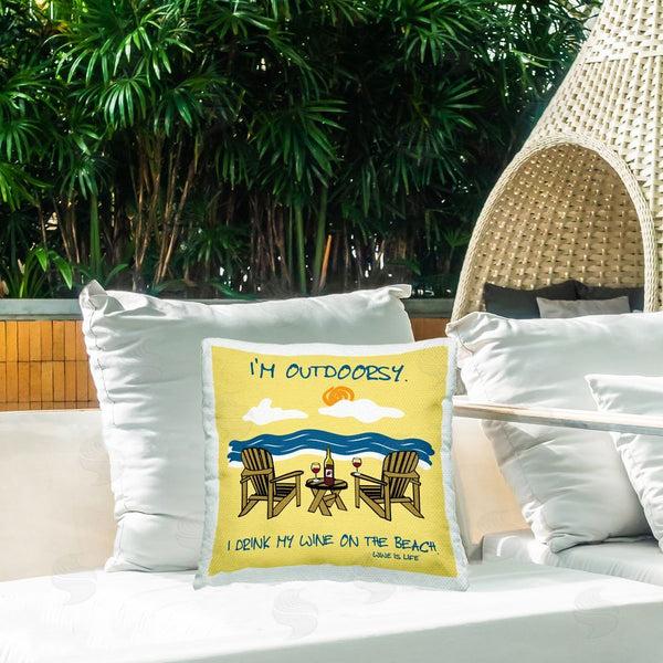 Stupell Industries WIL | Outdoorsy Wine On Beach Printed Throw Pillow