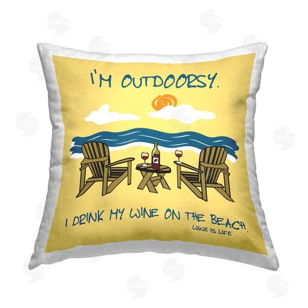 stupell industries WIL | Outdoorsy Wine on Beach Printed Throw Pillow