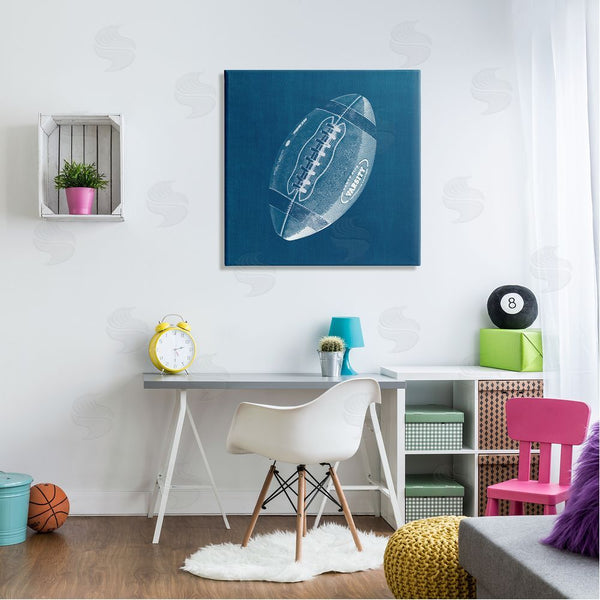 Stupell Industries Wild Apple Portfolio | Blue Football Blueprint Wall Art