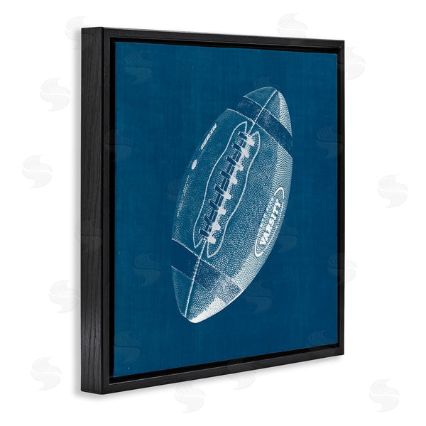 Stupell Industries Wild Apple Portfolio | Blue Football Blueprint Wall Art