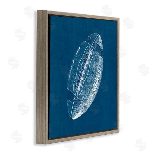 Stupell Industries Wild Apple Portfolio | Blue Football Blueprint Wall Art