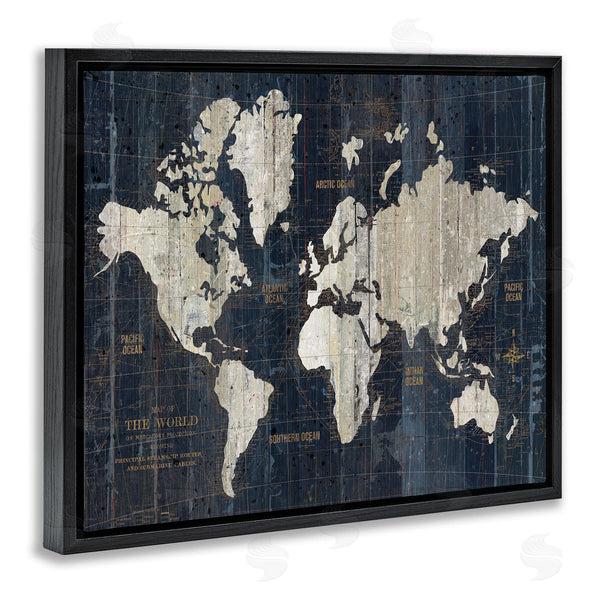 Stupell Industries Wild Apple Portfolio | Distressed Antique World Map