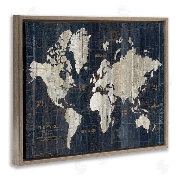 Stupell Industries Wild Apple Portfolio | Distressed Antique World Map