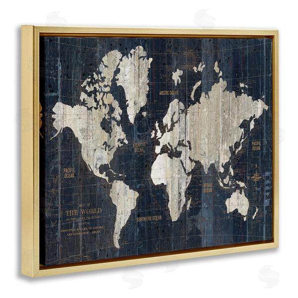 Stupell Industries Wild Apple Portfolio | Distressed Antique World Map