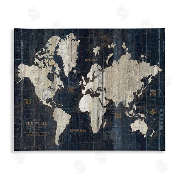 stupell industries Wild Apple Portfolio | Distressed Antique World Map