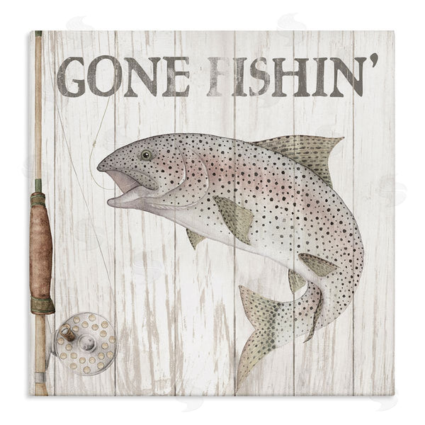 stupell industries Wild Apple Portfolio | Gone Fishin' Rustic Angler Wall Art