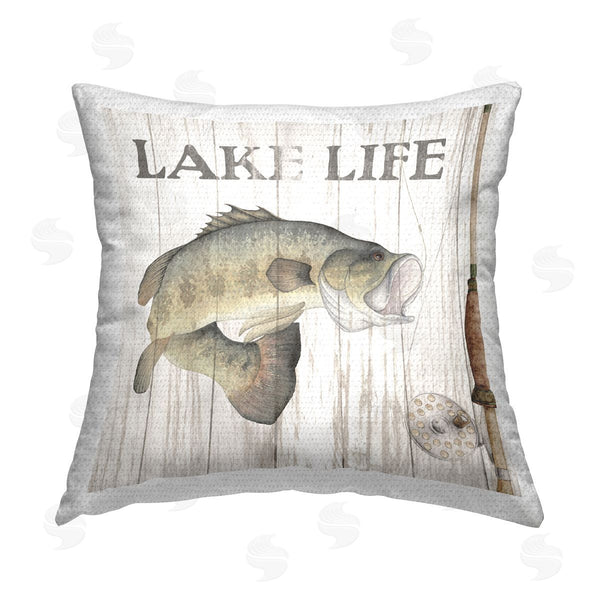 Stupell Industries Wild Apple Portfolio | Lake Life Fishing Pole Printed Throw Pillow