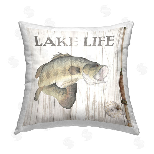 stupell industries Wild Apple Portfolio | Lake Life Fishing Pole Printed Throw Pillow
