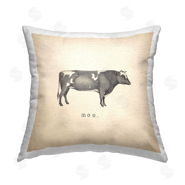 Stupell Industries Wild Apple Portfolio | Moo Farm Cow Sounds Printed Throw Pillow