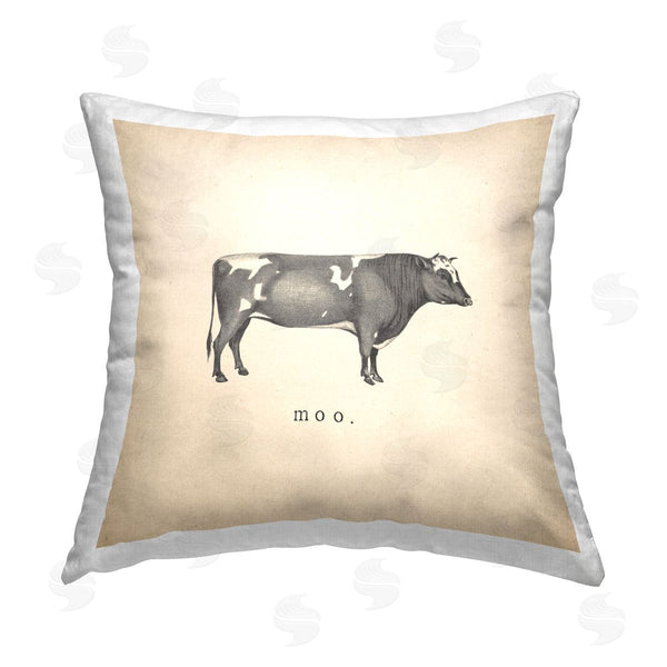 stupell industries Wild Apple Portfolio | Moo Farm Cow Sounds Printed Throw Pillow