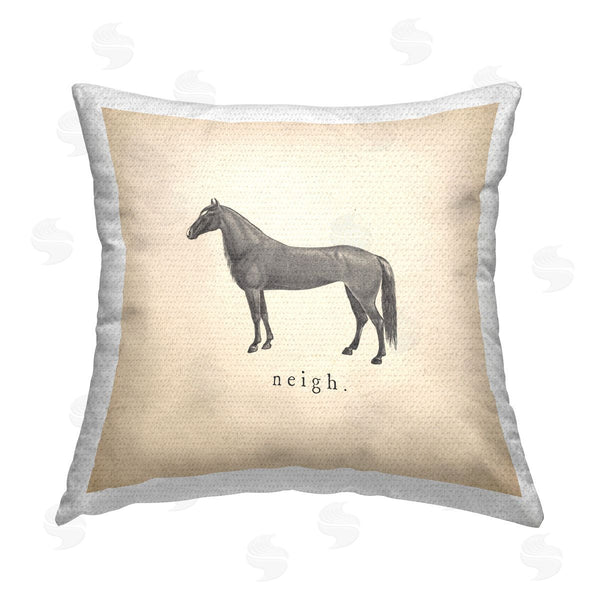 Stupell Industries Wild Apple Portfolio | Neigh Farm Horse Sounds Printed Throw Pillow