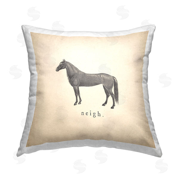stupell industries Wild Apple Portfolio | Neigh Farm Horse Sounds Printed Throw Pillow