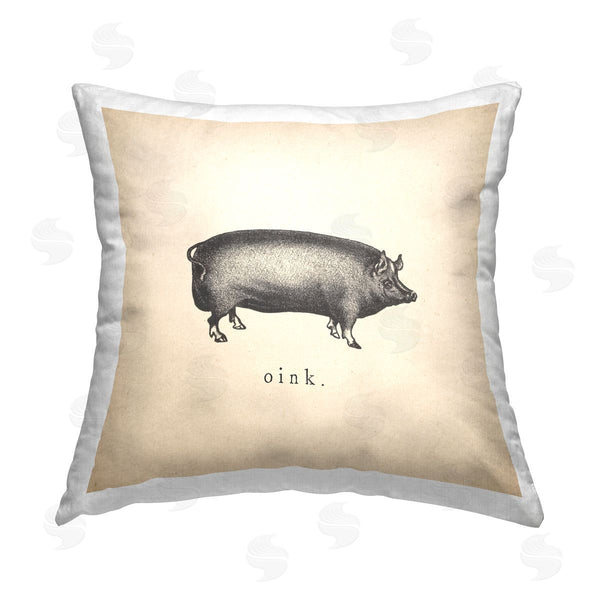 stupell industries Wild Apple Portfolio | Oink Farm Pig Sounds Printed Throw Pillow