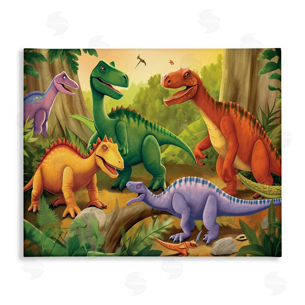 stupell industries Wumples | Dinosaurs in Jungle Scene Wall Art