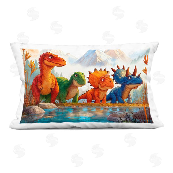 stupell industries Wumples | Four Dinos By The Pond Printed Throw Pillow