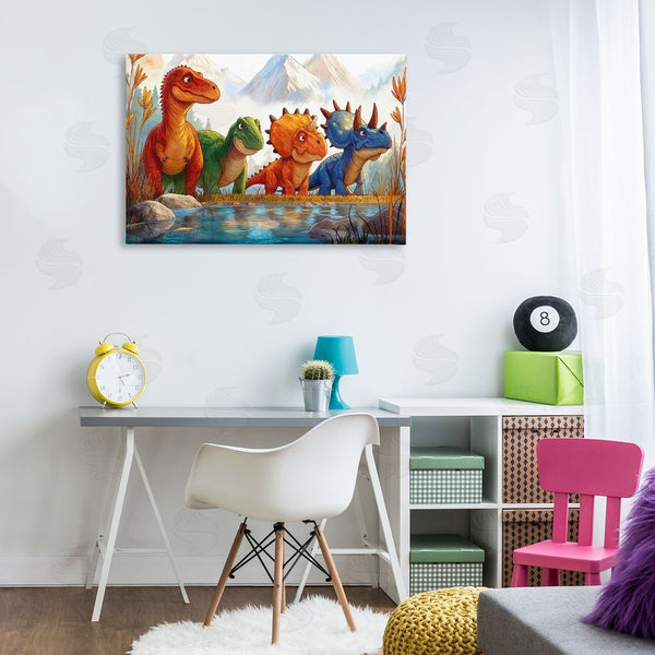 Stupell Industries Wumples | Four Dinos By The Pond Wall Art